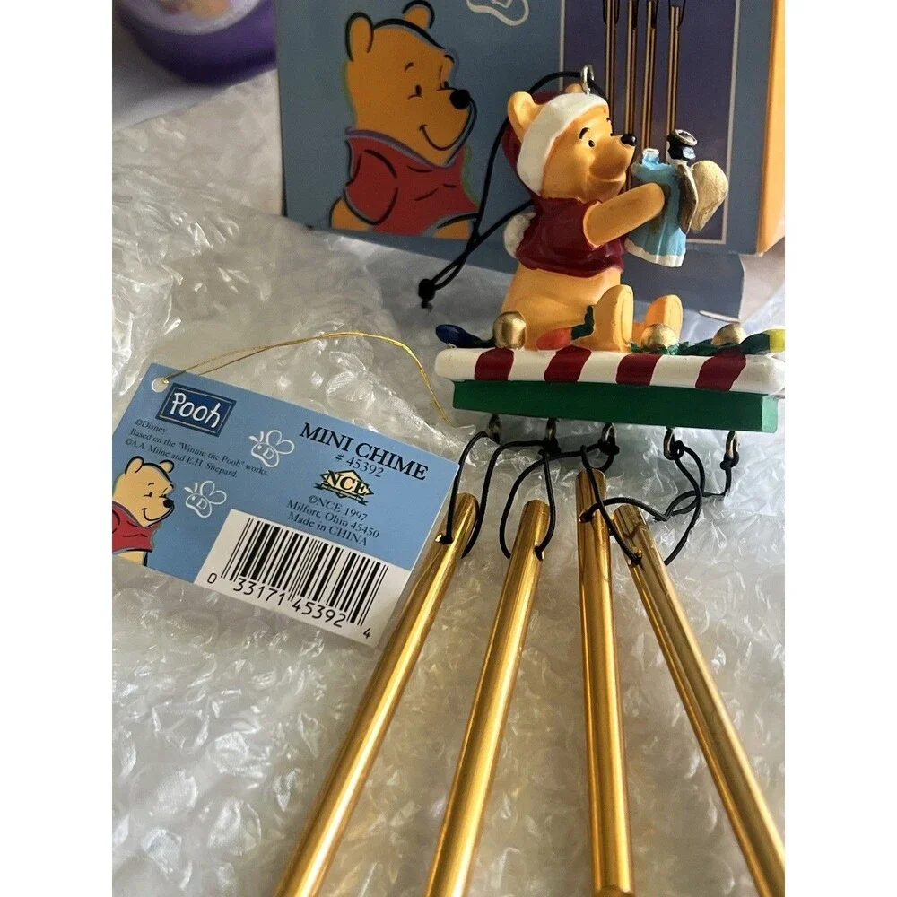 Disney Christmas Winnie the Pooh Mini Wind Chime 1997 Tree Ornament Vintage